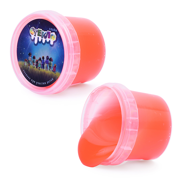 Стекло Party Slime, в банке 100 гр, красный неон Стекло Party Slime, в банке 100 гр, красный неон