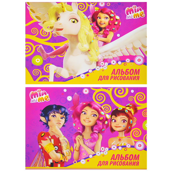 Альбом для рисования 20л, "Mia and Me" А4, клей, твин УФ-лак