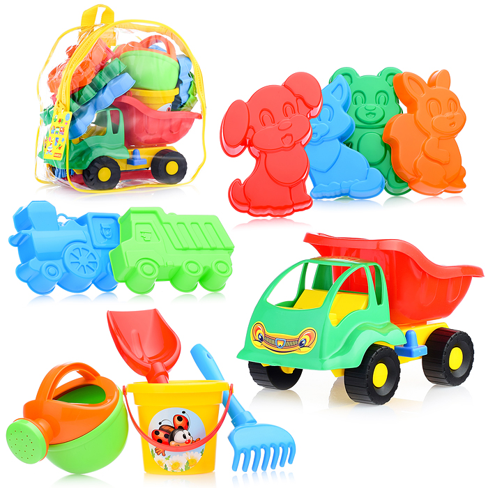 Набор №301 (в рюкзаке): "Муравей", автомобиль-самосвал + ведро малое, лопатка №5, грабельки №5, форм Набор №301 (в рюкзаке): "Муравей", автомобиль-самосвал + ведро малое, лопатка №5, грабельки №5, форм