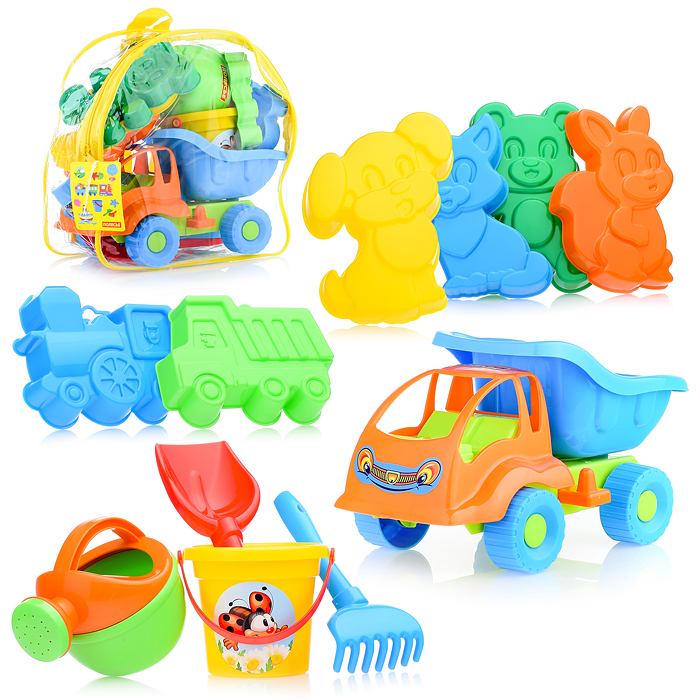 Фото к товару Набор №301 (в рюкзаке): "Муравей", автомобиль-самосвал + ведро малое, лопатка №5, грабельки №5, форм Набор №301 (в рюкзаке): "Муравей", автомобиль-самосвал + ведро малое, лопатка №5, грабельки №5, форм