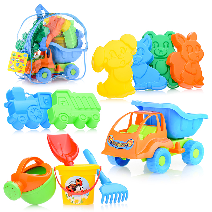 Фото к товару Набор №301 (в рюкзаке): "Муравей", автомобиль-самосвал + ведро малое, лопатка №5, грабельки №5, форм Набор №301 (в рюкзаке): "Муравей", автомобиль-самосвал + ведро малое, лопатка №5, грабельки №5, форм