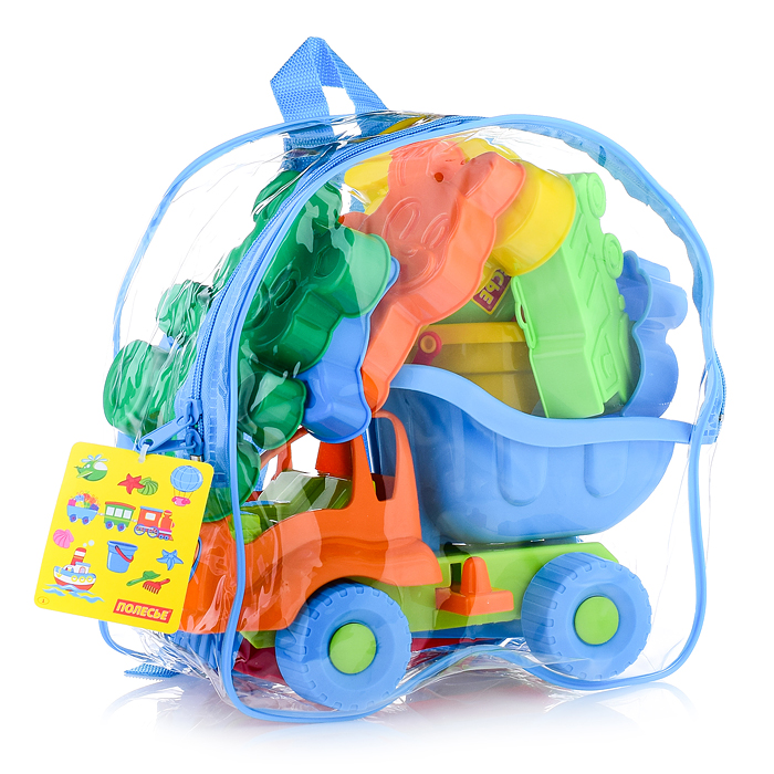 Фото к товару Набор №301 (в рюкзаке): "Муравей", автомобиль-самосвал + ведро малое, лопатка №5, грабельки №5, форм Набор №301 (в рюкзаке): "Муравей", автомобиль-самосвал + ведро малое, лопатка №5, грабельки №5, форм