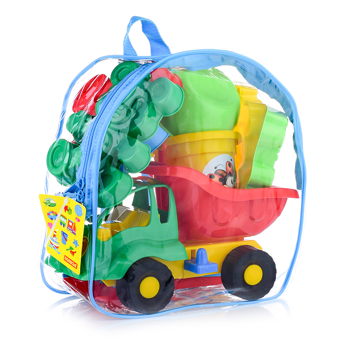 Фото к товару Набор №301 (в рюкзаке): "Муравей", автомобиль-самосвал + ведро малое, лопатка №5, грабельки №5, форм Набор №301 (в рюкзаке): "Муравей", автомобиль-самосвал + ведро малое, лопатка №5, грабельки №5, форм