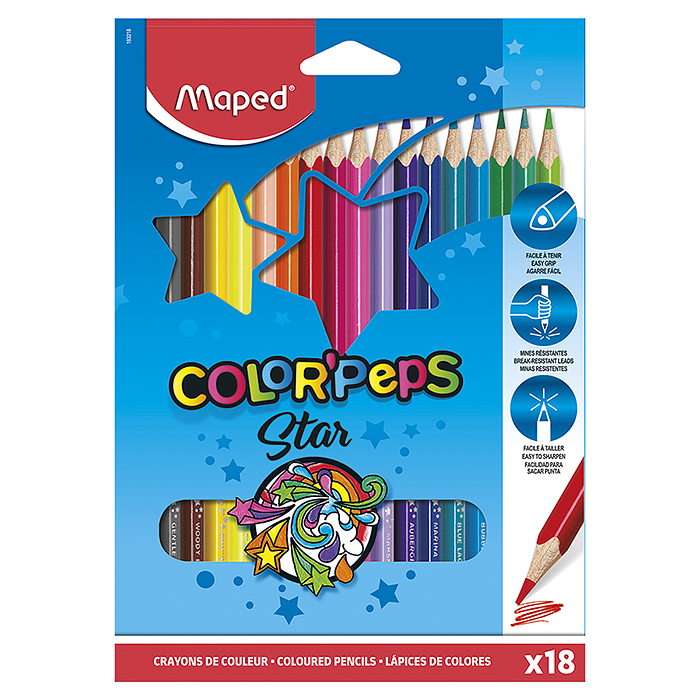 Карандаши цветные 18 цв. "Color Pep's", трехгранные, карт. упак., европодвес