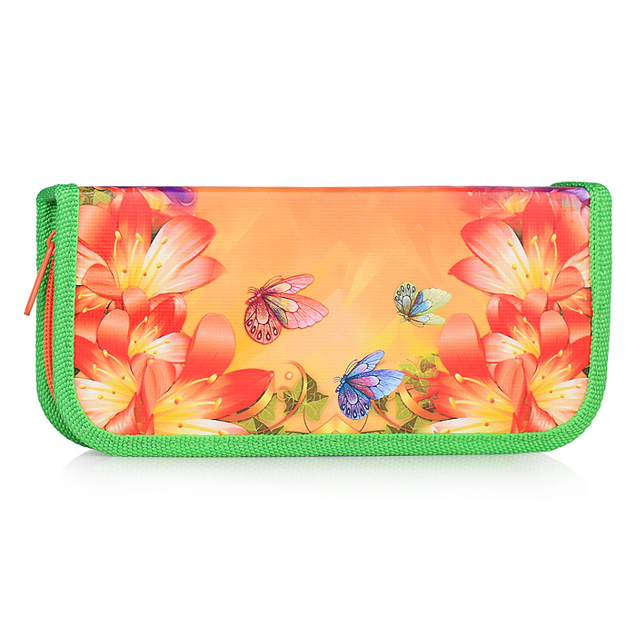 Пенал односекционный средний "Бабочки и лилии" Пенал односекционный средний "Бабочки и лилии"