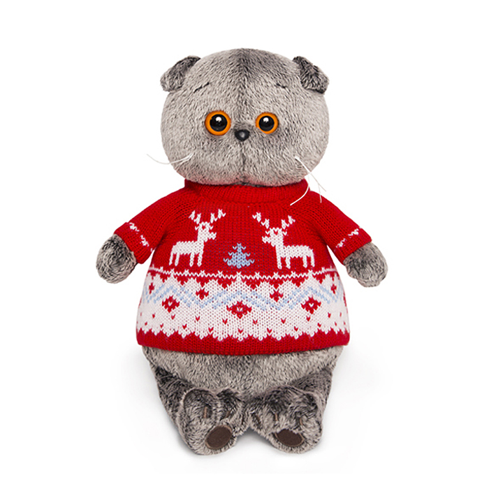 Кот Басик в свитере с оленями 