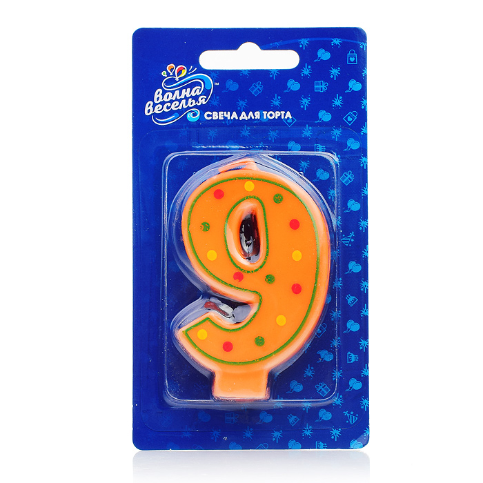 Свеча Цифра, 9 Красочная, 7 см, 1 шт. Свеча Цифра, 9 Красочная, 7 см, 1 шт.