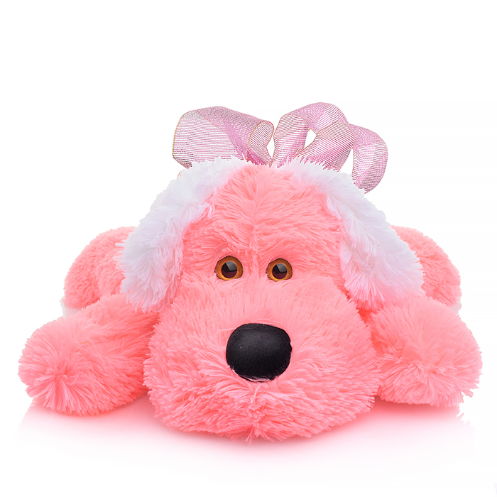 Фото к товару Собака с бантиком 30см. Собака с бантиком 30см.