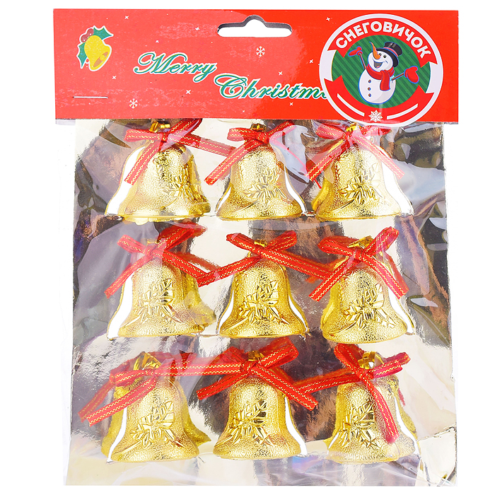 Фото к товару Набор новогодних украшений "Колокольчики" S0983 (9 шт.) в пакете Набор новогодних украшений "Колокольчики" S0983 (9 шт.) в пакете