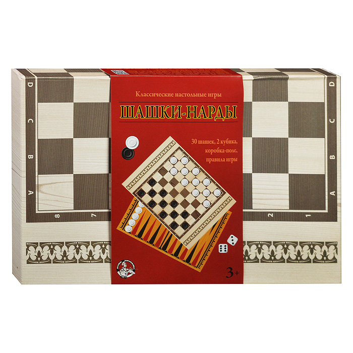 Фото к товару Игры настольные классические. "Шашки-нарды" Игры настольные классические. "Шашки-нарды"