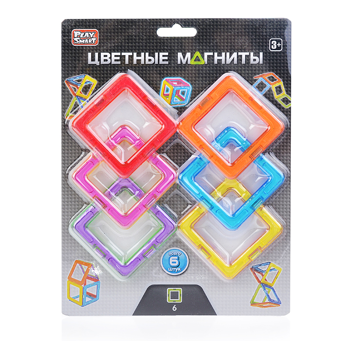 Конструктор магнитный 2431 "Цветные магниты" 6 дет., на листе