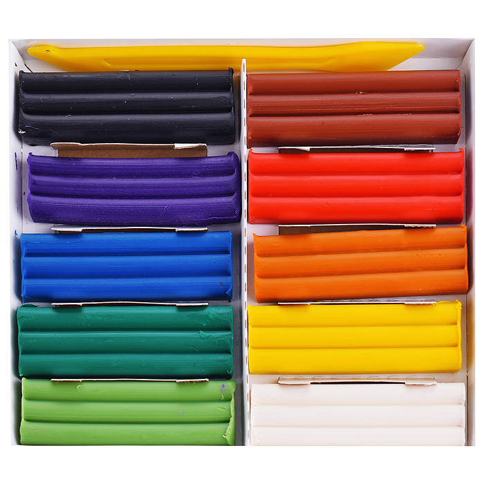 Фото к товару Пластилин восковой 10 цв.150 г со стеком 3+ Пластилин восковой 10 цв.150 г со стеком 3+