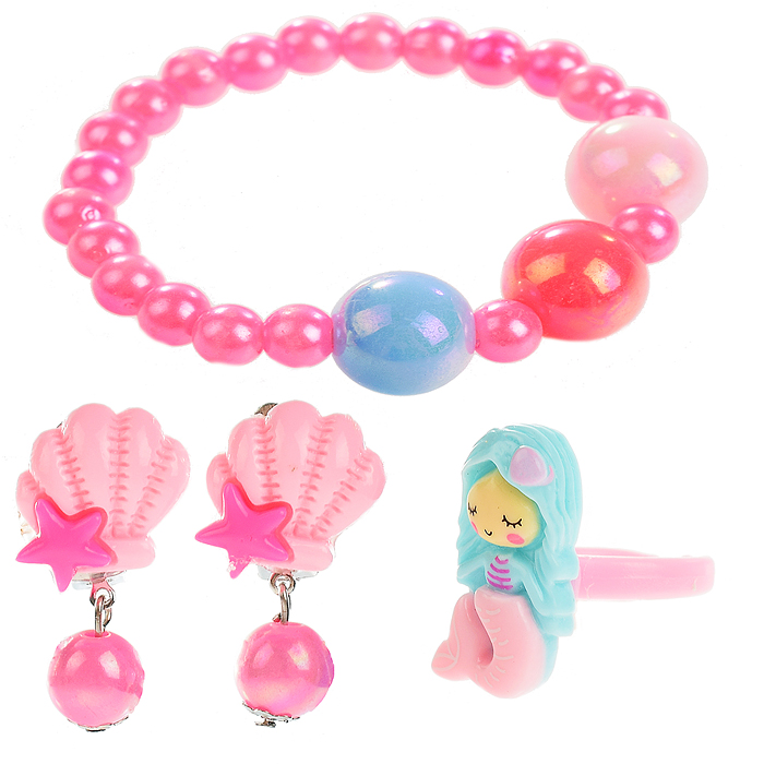 Набор украшений R3-17 "Русалочка" (браслет, кольцо и клипсы) в пакете