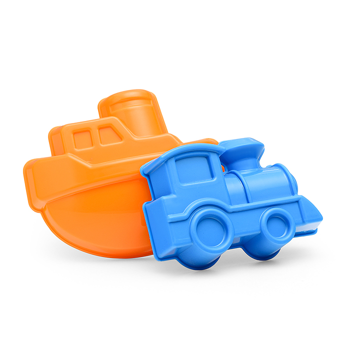 Фото к товару Набор песочный №13 (ведро+лопатка+грабли+2 формочки транспорт) Набор песочный №13 (ведро+лопатка+грабли+2 формочки транспорт)