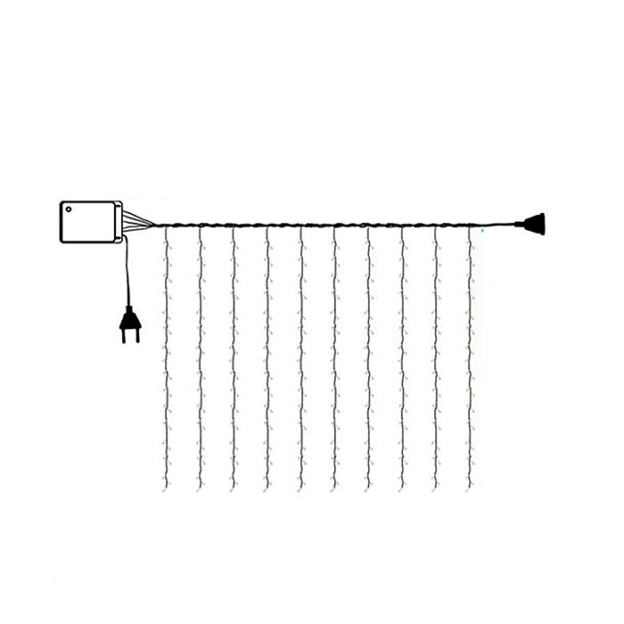 Фото к товару Электрогирлянда-занавес 3*2м, 320 ламп, теплый Электрогирлянда-занавес 3*2м, 320 ламп, теплый