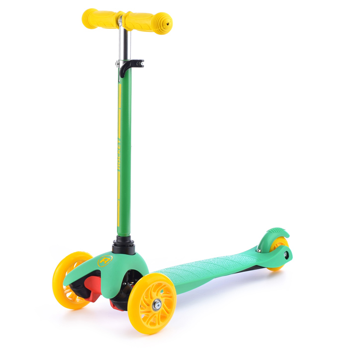 Фото к товару Самокат трёхколёсный ROCKET колёса световые PU, цвет желто-зеленый Самокат трёхколёсный ROCKET колёса световые PU, цвет желто-зеленый