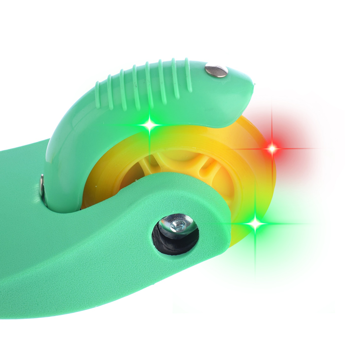 Фото к товару Самокат трёхколёсный ROCKET колёса световые PU, цвет желто-зеленый Самокат трёхколёсный ROCKET колёса световые PU, цвет желто-зеленый