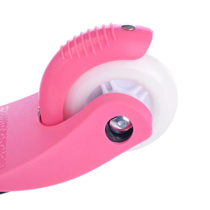 Фото к товару Самокат трёхколёсный ROCKET колёса световые PU, цвет бело-розовый Самокат трёхколёсный ROCKET колёса световые PU, цвет бело-розовый