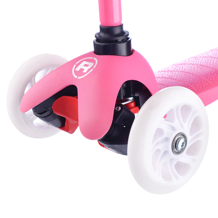 Фото к товару Самокат трёхколёсный ROCKET колёса световые PU, цвет бело-розовый Самокат трёхколёсный ROCKET колёса световые PU, цвет бело-розовый