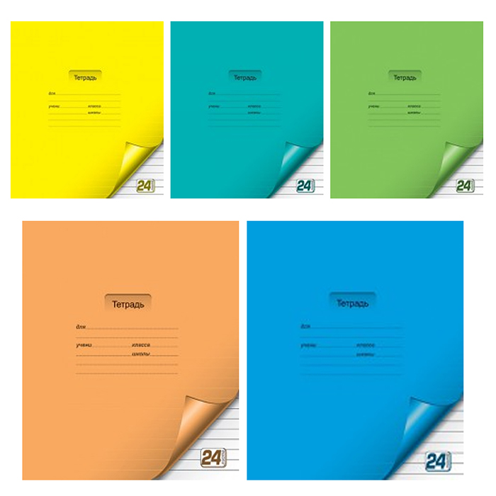 Тетрадь 24л. линия А5, скрепка ML цветная с уголком Тетрадь 24л. линия А5, скрепка ML цветная с уголком