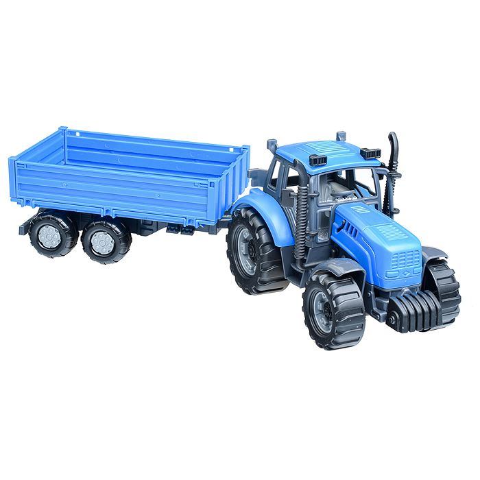 Фото к товару Трактор "Прогресс" с бортовым прицепом инерционный (синий) (в коробке) Трактор "Прогресс" с бортовым прицепом инерционный (синий) (в коробке)