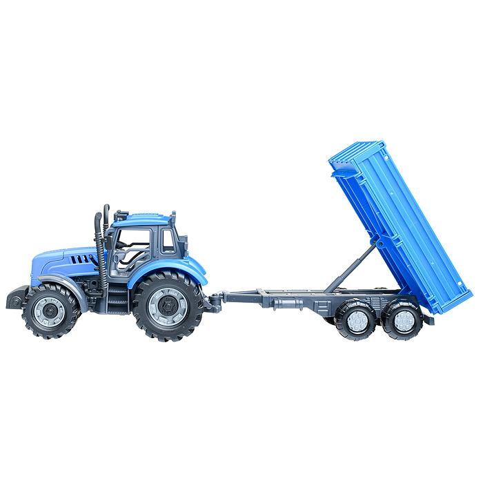 Фото к товару Трактор "Прогресс" с бортовым прицепом инерционный (синий) (в коробке) Трактор "Прогресс" с бортовым прицепом инерционный (синий) (в коробке)