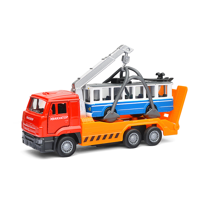 Фото к товару Машина Камаз Эвакуатор 12см.+Троллейбус 7,5см., в коробке Машина Камаз Эвакуатор 12см.+Троллейбус 7,5см., в коробке
