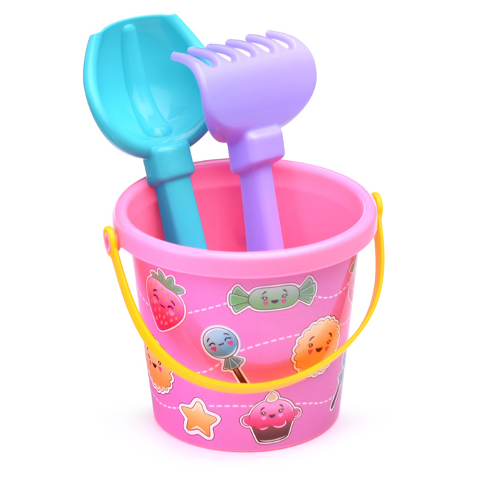 Фото к товару Набор №219: ведро малое с наклейкой, совок №2, грабельки №2 Набор №219: ведро малое с наклейкой, совок №2, грабельки №2