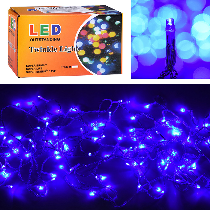 Электрогирлянда 9м, 100 ламп, синий Электрогирлянда 9м, 100 ламп, синий