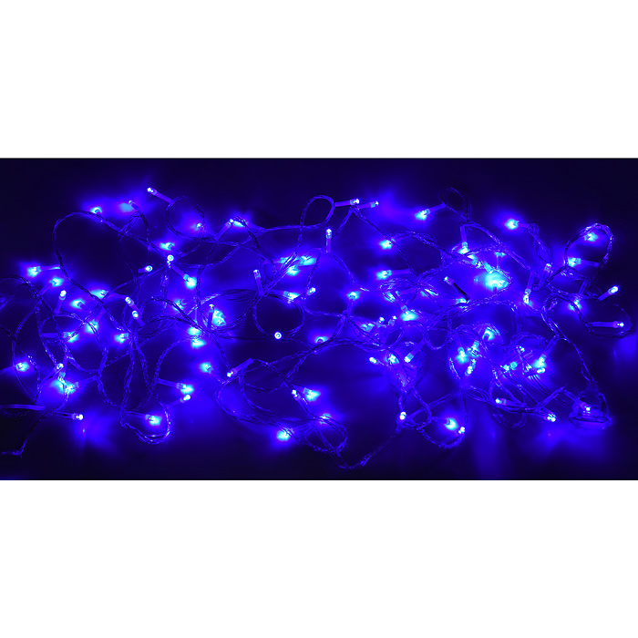 Фото к товару Электрогирлянда 9м, 100 ламп, синий Электрогирлянда 9м, 100 ламп, синий