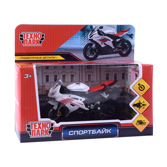 Модель металл Спортбайк 11см, (руль поворач, подвеска, подножка) в коробке