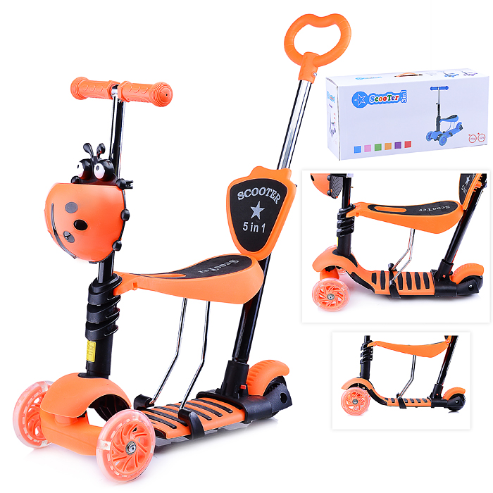 Самокат U038234Y 3-х кол., оранжевый, светящиеся колёса, PVC, ABEC 7, в коробке Самокат U038234Y 3-х кол., оранжевый, светящиеся колёса, PVC, ABEC 7, в коробке