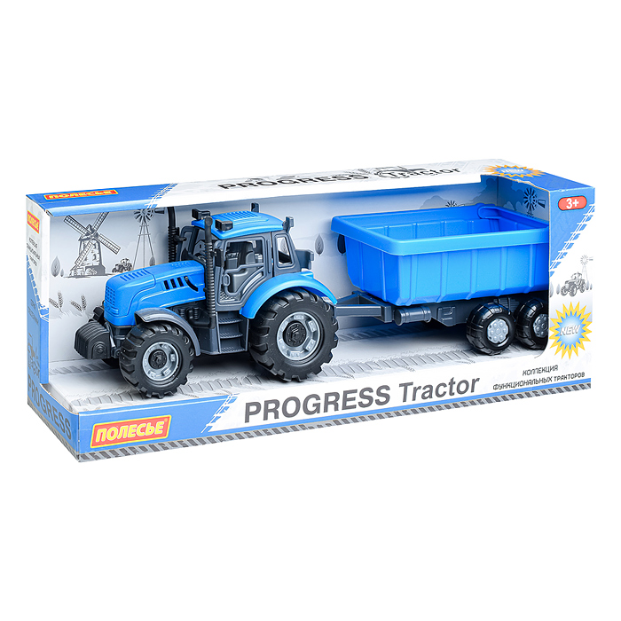 Фото к товару Трактор "Прогресс" с прицепом инерционный (синий) (в коробке) Трактор "Прогресс" с прицепом инерционный (синий) (в коробке)