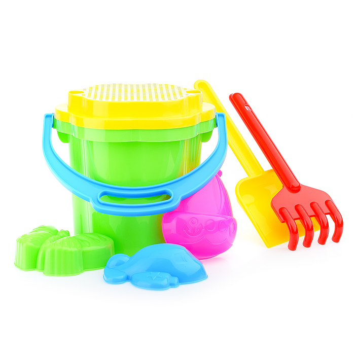 Песочный набор № 127 (ведро 1,5 л, сито, совок 21 см, грабли 20см, 3 формочки) Песочный набор № 127 (ведро 1,5 л, сито, совок 21 см, грабли 20см, 3 формочки)