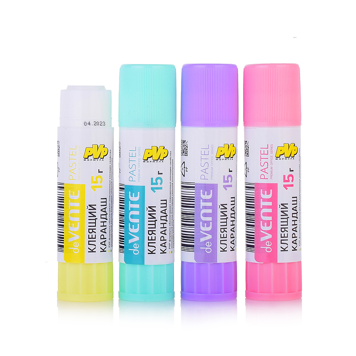 Фото к товару Клеящий карандаш PVP основа "Pastel" 15 г (быстросохнущий) в картонном дисплее с пластиковы Клеящий карандаш PVP основа "Pastel" 15 г (быстросохнущий) в картонном дисплее с пластиковы