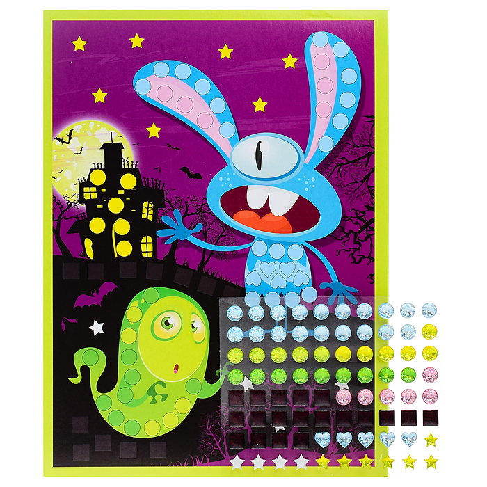 Набор для творчества. Мозаика из страз самокл "Ночные страшилки " Набор для творчества. Мозаика из страз самокл "Ночные страшилки "