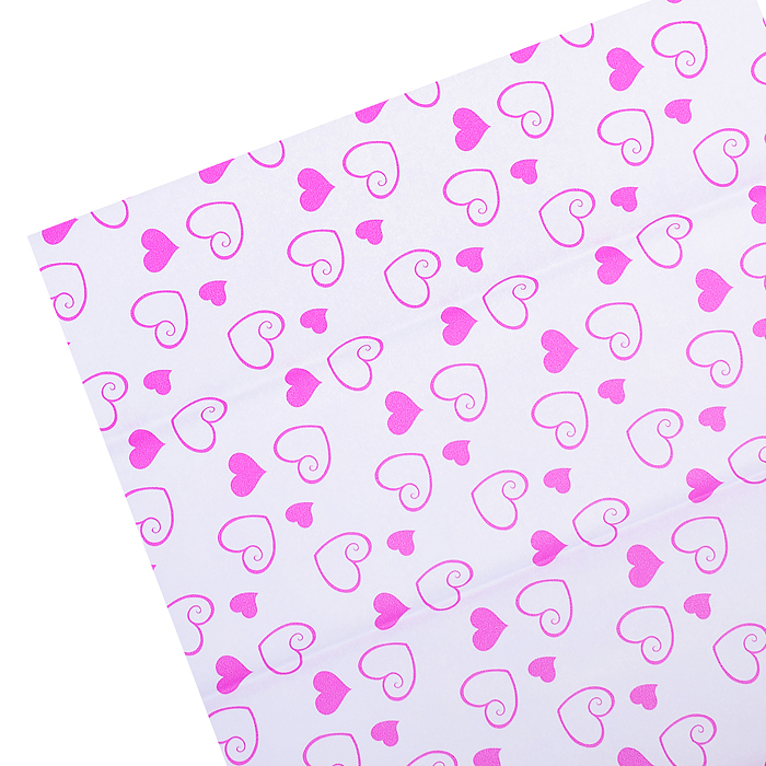 Бумага тишью c орнаментом "Розовые сердца на белом фоне" 50x70 см, 17 г/м², 5 л, пластиковы Бумага тишью c орнаментом "Розовые сердца на белом фоне" 50x70 см, 17 г/м², 5 л, пластиковы