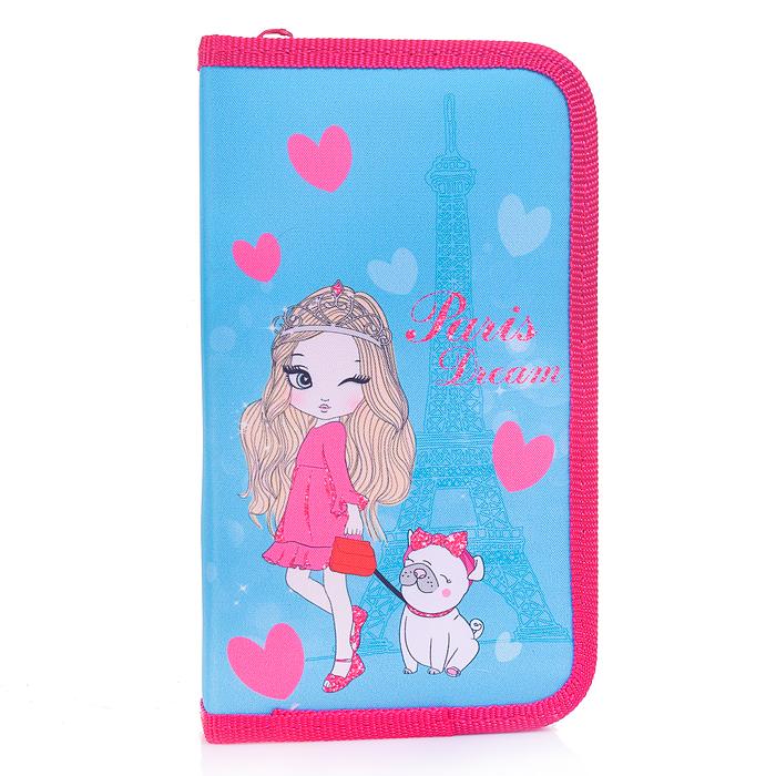 Пенал корпусный Парижанка, размер 19*11 см, на молнии, 1 отделение, полиэстер,  210 ден на кар