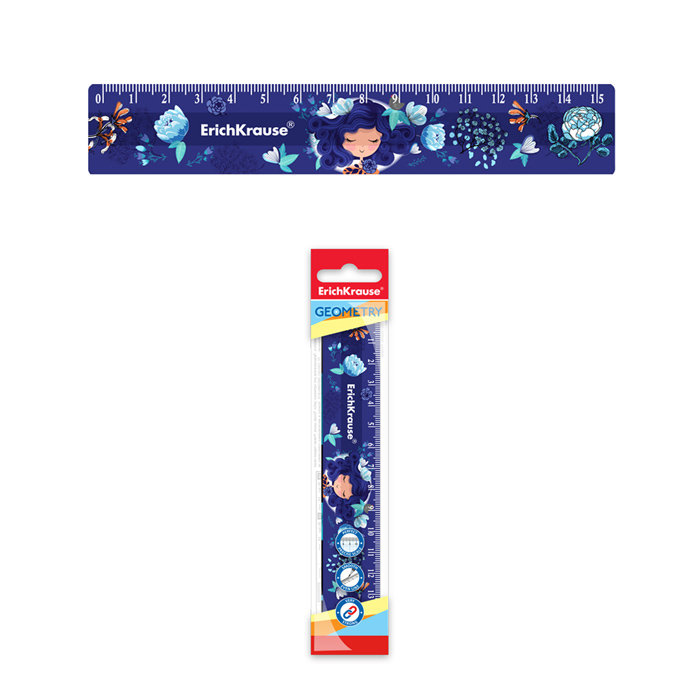 Линейка пластиковая Bluecurl, 15см, во флоупаке Линейка пластиковая Bluecurl, 15см, во флоупаке