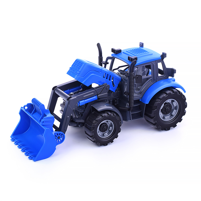 Фото к товару Трактор "Прогресс" с прицепом и ковшом инерционный (синий) (в коробке) Трактор "Прогресс" с прицепом и ковшом инерционный (синий) (в коробке)