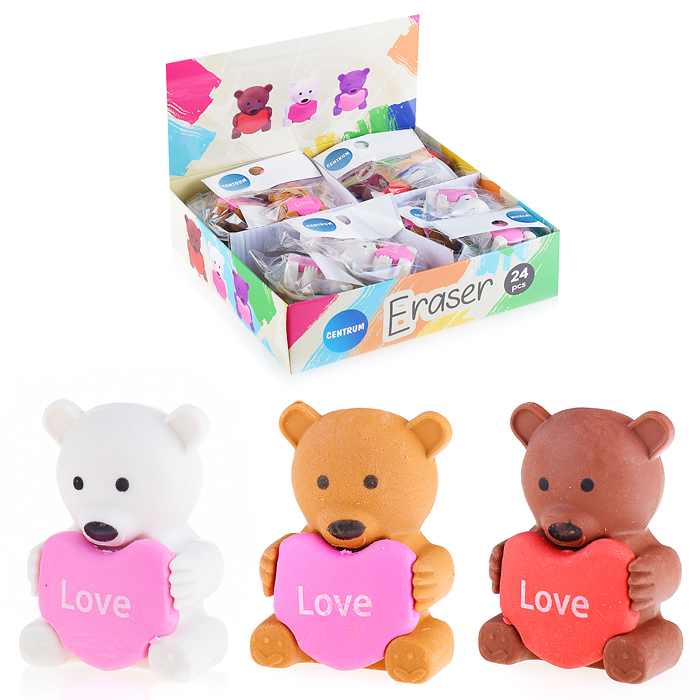 Ластик "Медвежонок" (синтетический каучук) 30x25x40мм в дисплее Ластик "Медвежонок" (синтетический каучук) 30x25x40мм в дисплее