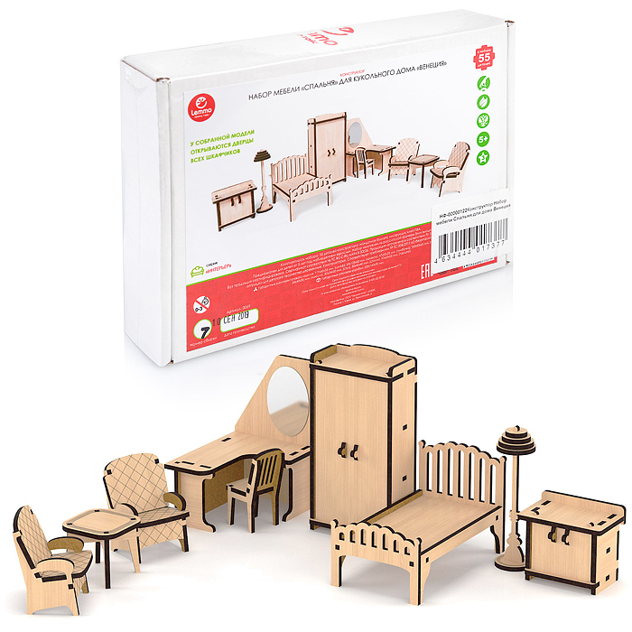 Конструктор Набор мебели Спальня для кукольного дома Венеция