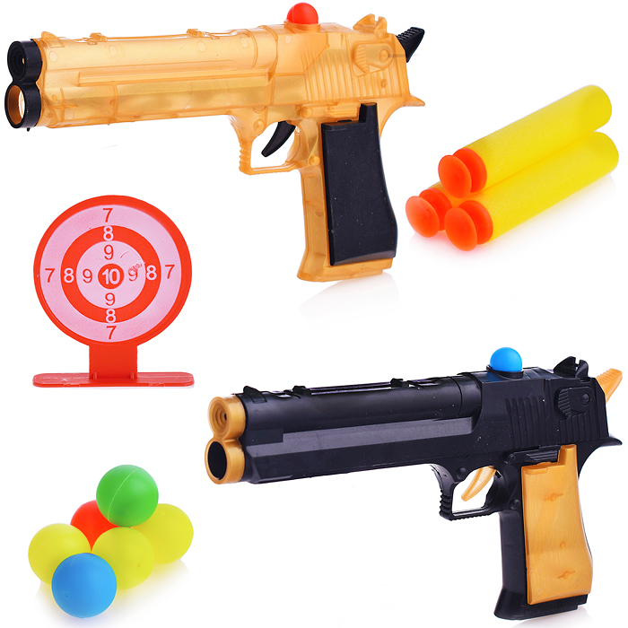 Пистолет K55-1A с мягкими полимерными пулями, шариками и мишенью, в пакете Пистолет K55-1A с мягкими полимерными пулями, шариками и мишенью, в пакете