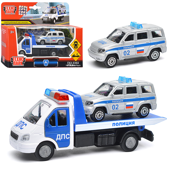 Набор из 2-х машин металл. Газель Эвакуатор 12,5см+ УАЗ Патриот 7,5см 