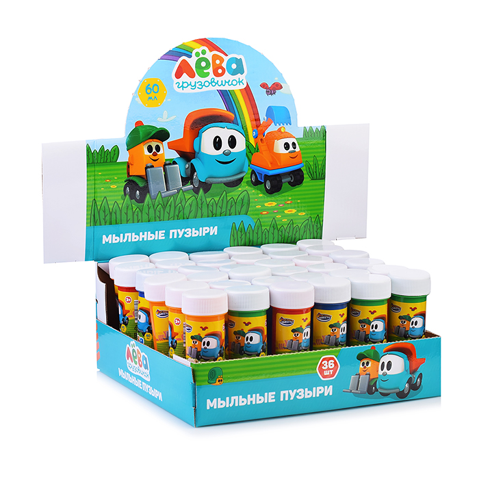 Фото к товару Мыльные пузыри "Грузовичок Лева" 60мл. Мыльные пузыри "Грузовичок Лева" 60мл.