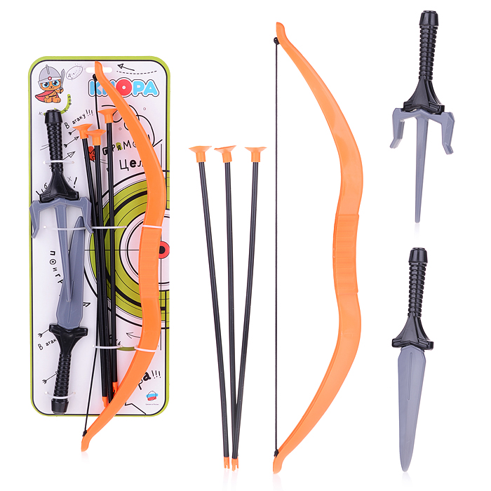 Набор оружия "Ниндзя" кинжал, саи, лук, 3 стрелы Набор оружия "Ниндзя" кинжал, саи, лук, 3 стрелы