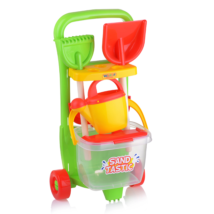 Набор №394 "Sand Tastic": Тележка "Caddie", лопата №15, грабли №15, ведро №8, лейка №10 Набор №394 "Sand Tastic": Тележка "Caddie", лопата №15, грабли №15, ведро №8, лейка №10