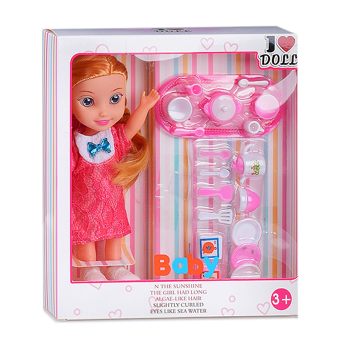 Кукла Леночка XH2023C (с чайным набором) в коробке