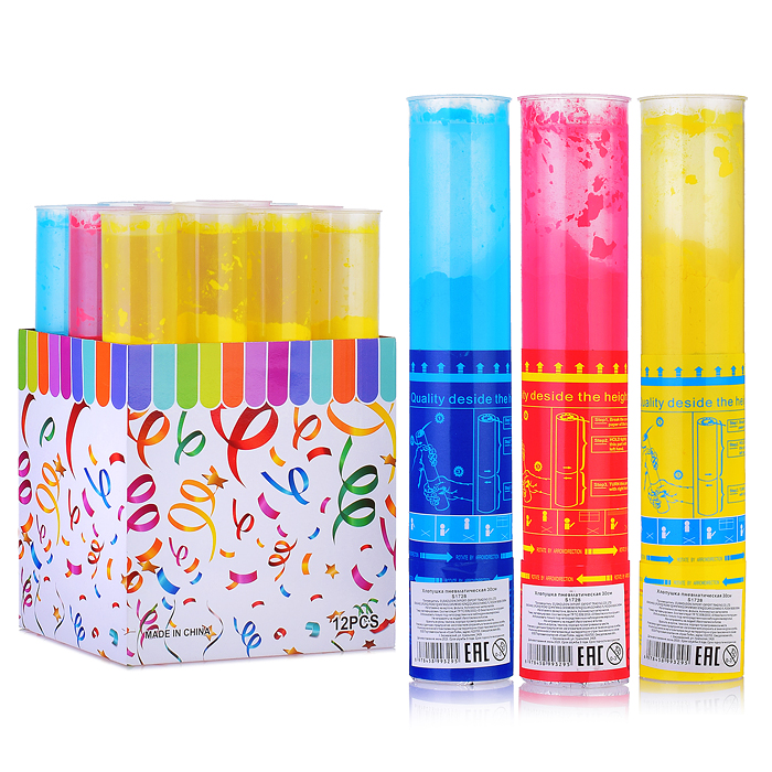 Хлопушка пневматическая S1728 "Порошковая" 30см, в ассортименте