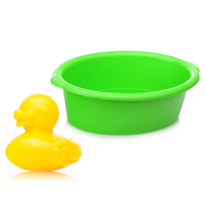 Фото к товару Набор для купания (тазик, уточка) в сетке Набор для купания (тазик, уточка) в сетке